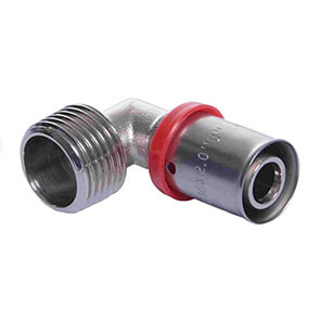 Пресс-фитинг угольник с переходом на наружную резьбу