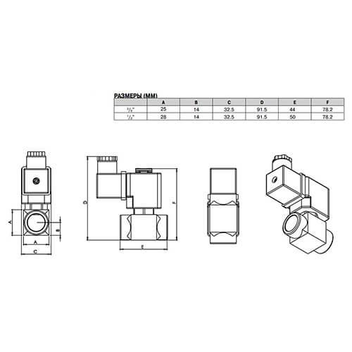 Клапаны соленоидные общепромышленные АСТА серии ЭСК 120-121 прямого действия